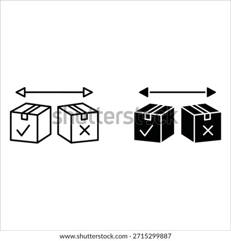 Two Boxes with Check and Cross Symbols and Directional Arrows