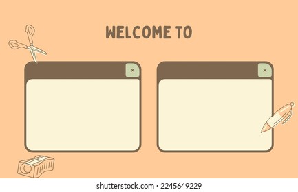 Two boxes description with education concept and orange background