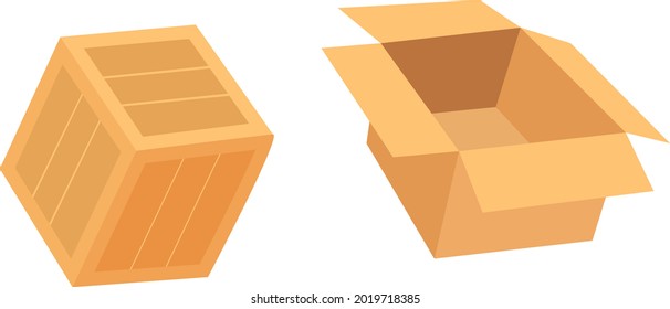 Two boxes, illustration, vector on a white background