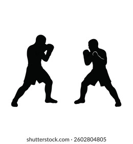 two boxing fighters vector silhouette