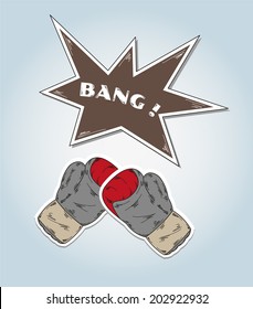 two boxing glove on light blue background, vector