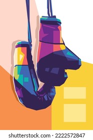 Zwei Boxhandschuhe, Design in WPAP Pop Kunstillustration von hoher Qualität.