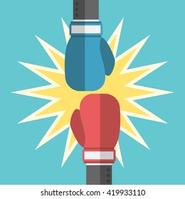 Two boxing gloves fighting. EPS 8 vector illustration, no transparency