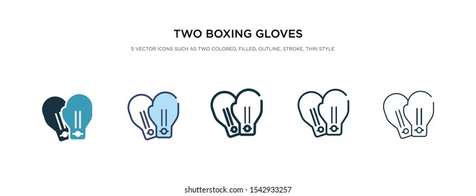 two boxing gloves icon in different style vector illustration. two colored and black two boxing gloves vector icons designed in filled, outline, line and stroke style can be used for web, mobile, ui
