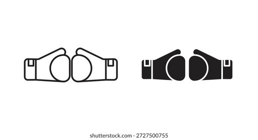 Dos guantes de boxeo icono de Ilustración vectorial aislada. Pictograma de Vector para Web y App