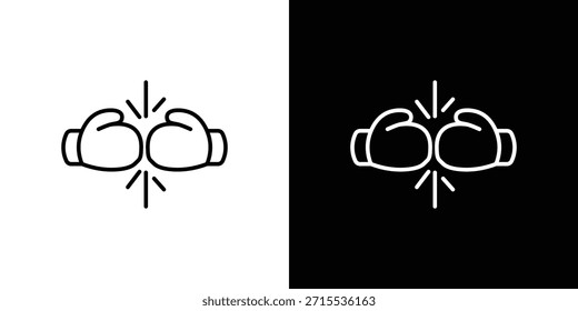 Icono de dos guantes de boxeo en diseño de línea. Iconos de trazo editables.