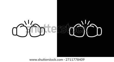 Two boxing gloves icon outline. Vector isolated pictogram for web