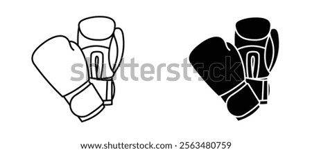 Two boxing gloves icons in outline and fill. vector illustration for ui.