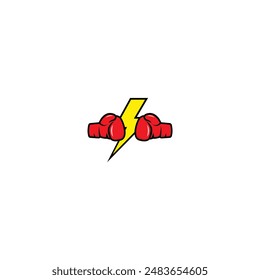 Two boxing gloves and thunderbolt logo vector graphics