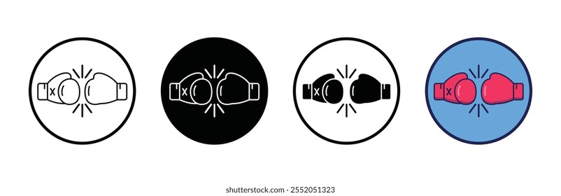 two boxing gloves vector icon set