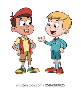 two boy speaking each other vector art
