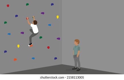 Dos niños en entrenamiento de escalada