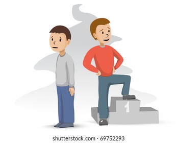 Two boys - a confident and unsure of himself