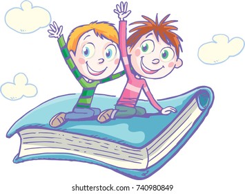 Two Boys and Flying Book