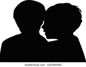 two boys head making chat, silhouette vector