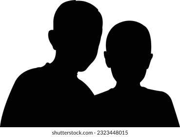 vector de silueta de cabeza de dos niños