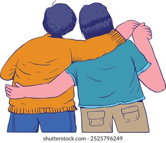 Two boys holding each other friendship 