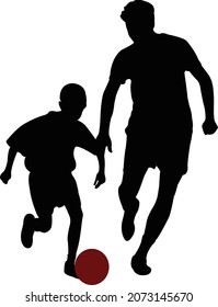 Two Boys Playing Football Silhouette Vector Stock Vector (Royalty Free ...