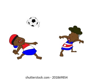 Two boys playing football vector set2