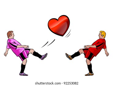 two boys is playing with the heart