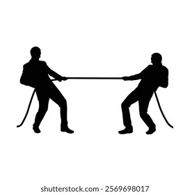 Two boys are pulling a rope towards each other vector.