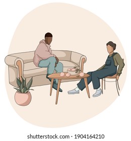 Zwei Jungen sitzen im Zimmer