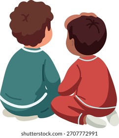 Zwei Jungen sitzen zusammen dahinter