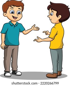 Two boys talking to each other cute cartoon vector illustration