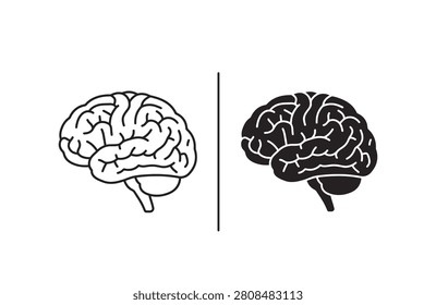 Two brain diagrams side by side separated by a line one light one dark