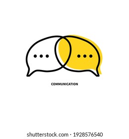 Two brains and comment bubbles. Communication icon. Empathy and negotiation logo. Support concept 
