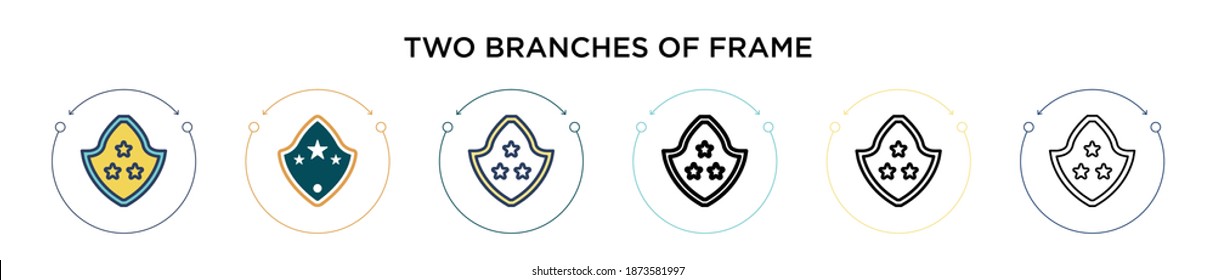 Two branches of frame icon in filled, thin line, outline and stroke style. Vector illustration of two colored and black two branches of frame vector icons designs can be used for mobile, ui, web