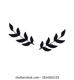 Two branches with leaves drawn by hand. Holidays, weddings concept.