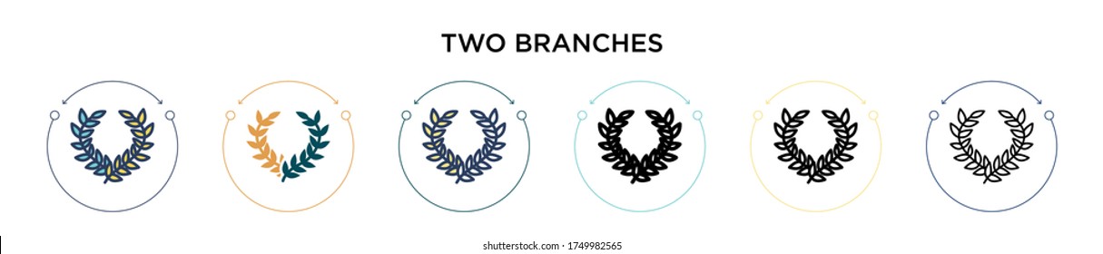 Two branches symbol of frame icon in filled, thin line, outline and stroke style. Vector illustration of two colored and black two branches symbol of frame vector icons designs can be used for