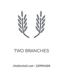 Two branches symbol of frame linear icon. Two branches symbol of frame concept stroke symbol design. Thin graphic elements vector illustration, outline pattern on a white background, eps 10.