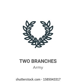 Two branches symbol of frame outline vector icon. Thin line black two branches symbol of frame icon, flat vector simple element illustration from editable army concept isolated on white background