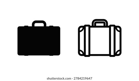 Two briefcase silhouettes black outline on white background silhouette