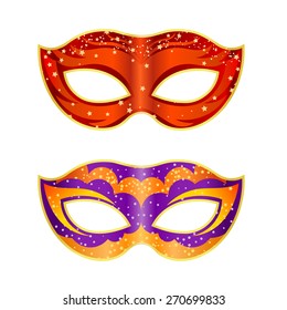 Two bright fancy mask on a white background. Isolate. Vector illustration