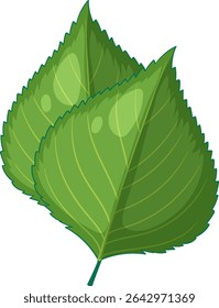 Two bright green leaves with detailed veins in a clean, minimalist vector style. Ideal for nature-themed designs