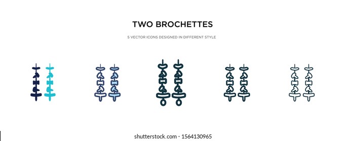 two brochettes icon in different style vector illustration. two colored and black two brochettes vector icons designed in filled, outline, line and stroke style can be used for web, mobile, ui