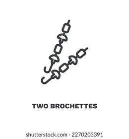 two brochettes icon. Thin line two brochettes icon from restaurant collection. Outline vector isolated on white background. Editable two brochettes symbol can be used web and mobile