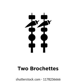 Two Brochettes icon vector isolated on white background, logo concept of Two Brochettes sign on transparent background, filled black symbol