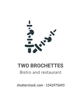 Two brochettes vector icon on white background. Flat vector two brochettes icon symbol sign from modern bistro and restaurant collection for mobile concept and web apps design.