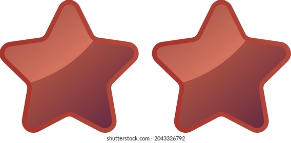 Two Bronze Shiny Stars - Amazing vector icon of two bronze rounded stars suitable for game, animation, apps, icon, sign, sticker, children book, decoration, and illustration in general - Vector Icon