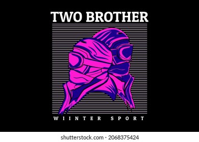 Two Brother Silhouette Retro Design