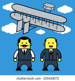 Two brothers and airplane.