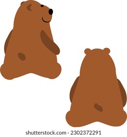 Two brown bears, male and female, vector illustration