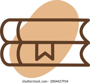 Two brown closed books, illustration, vector on a white background.