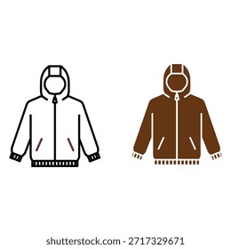 Dos chaquetas con capucha marrones con bolsillos y cremalleras