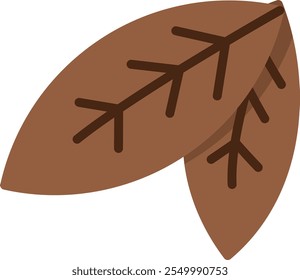 Two brown leaves with dark brown veins. The leaves are overlapping each other, and the veins are prominently displayed.