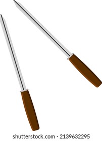 Two brown screwdrivers, illustration, vector on a white background.